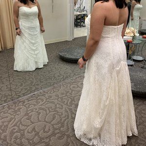 Gently Used Light Ivory Lace Overlay Strapless Wedding Gown